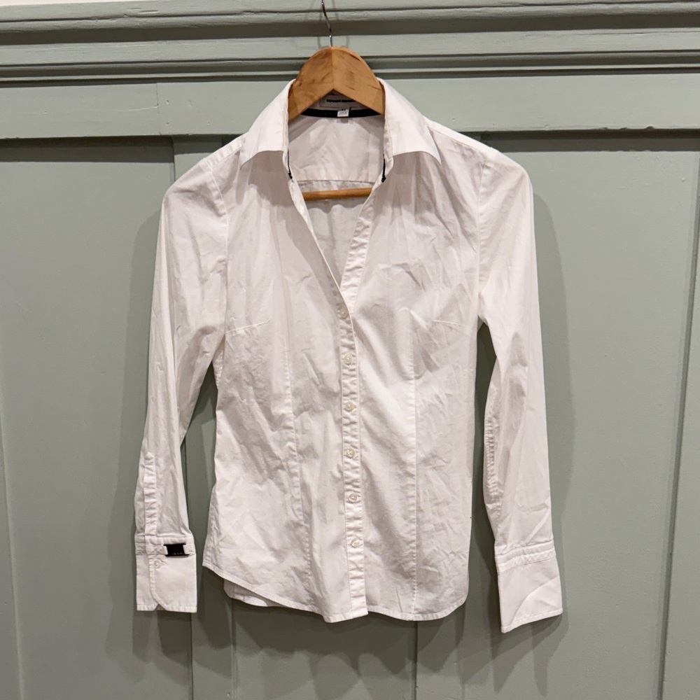 Express Design Studio Stretchy White Dress Shirt - Womens size XS